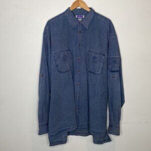 Vintage Northcrest Blue Button Down Shirt: Size XLT